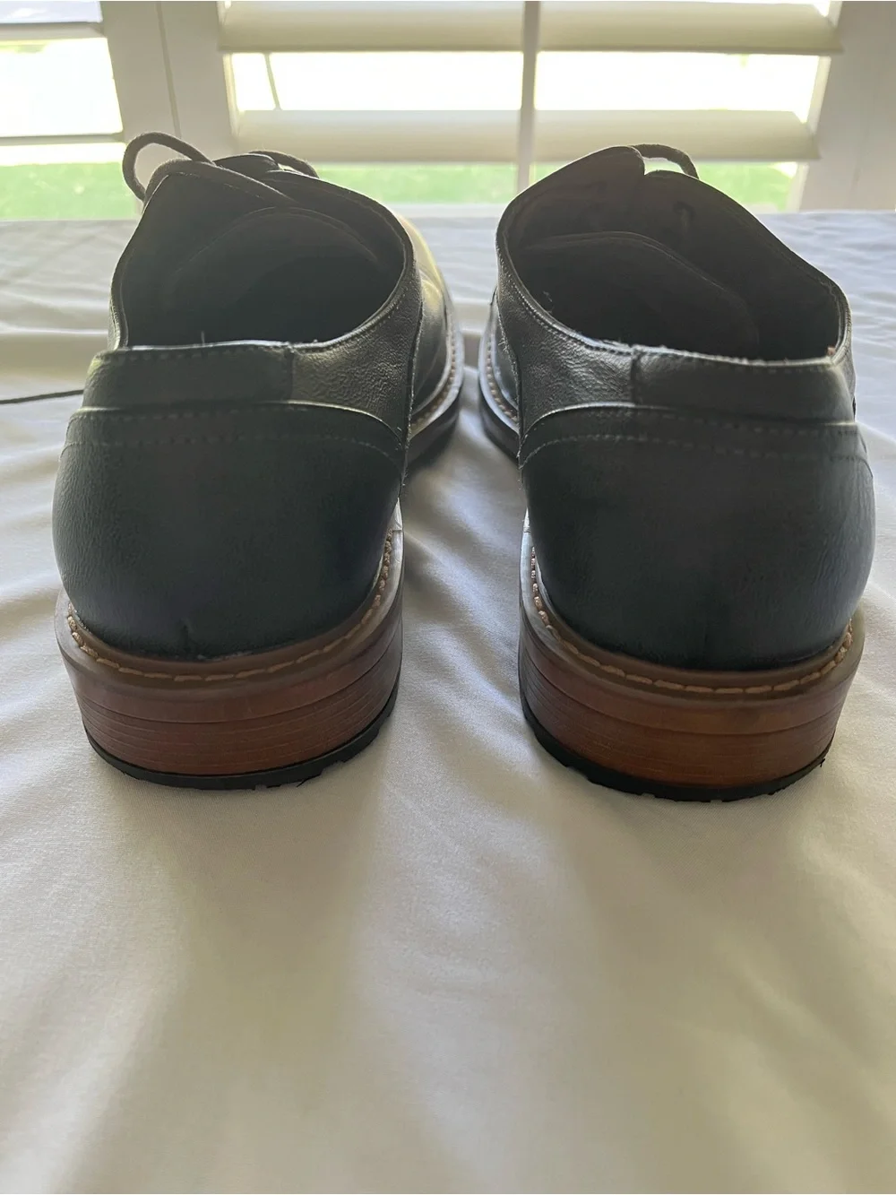 Perry Ellis Classic Men's Dress Oxfords in Grey with Brown Sole
